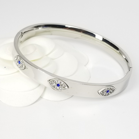 NWT Trendy Evil Eye Stainless Steel Cuff Bracelet - Picture 3 of 11